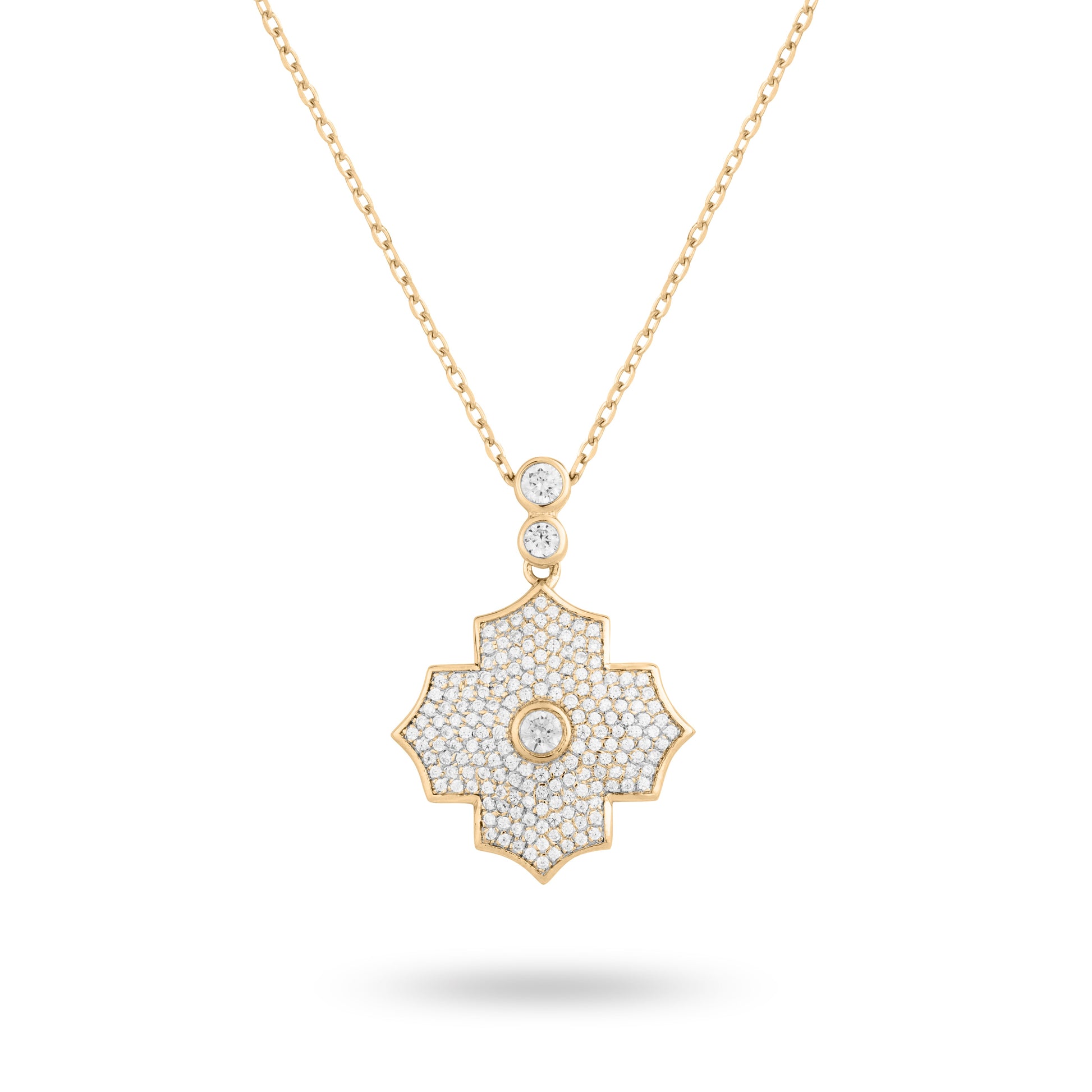 Regal Amulet- Yellow Gold Pave Necklace - Ksenia Mirella Jewellery 