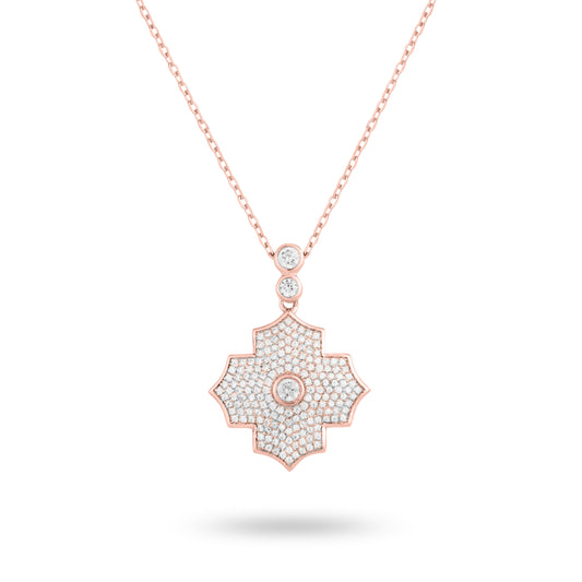 Regal Amulet- Rose Gold Pave Necklace - Ksenia Mirella Jewellery 