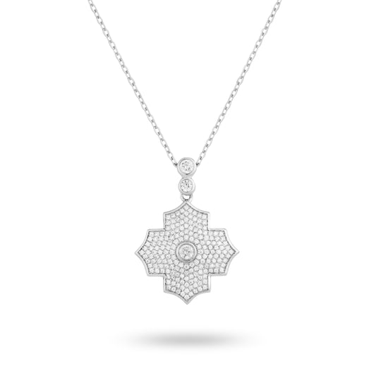 Regal Amulet- White Gold Pave Necklace - Ksenia Mirella Jewellery 