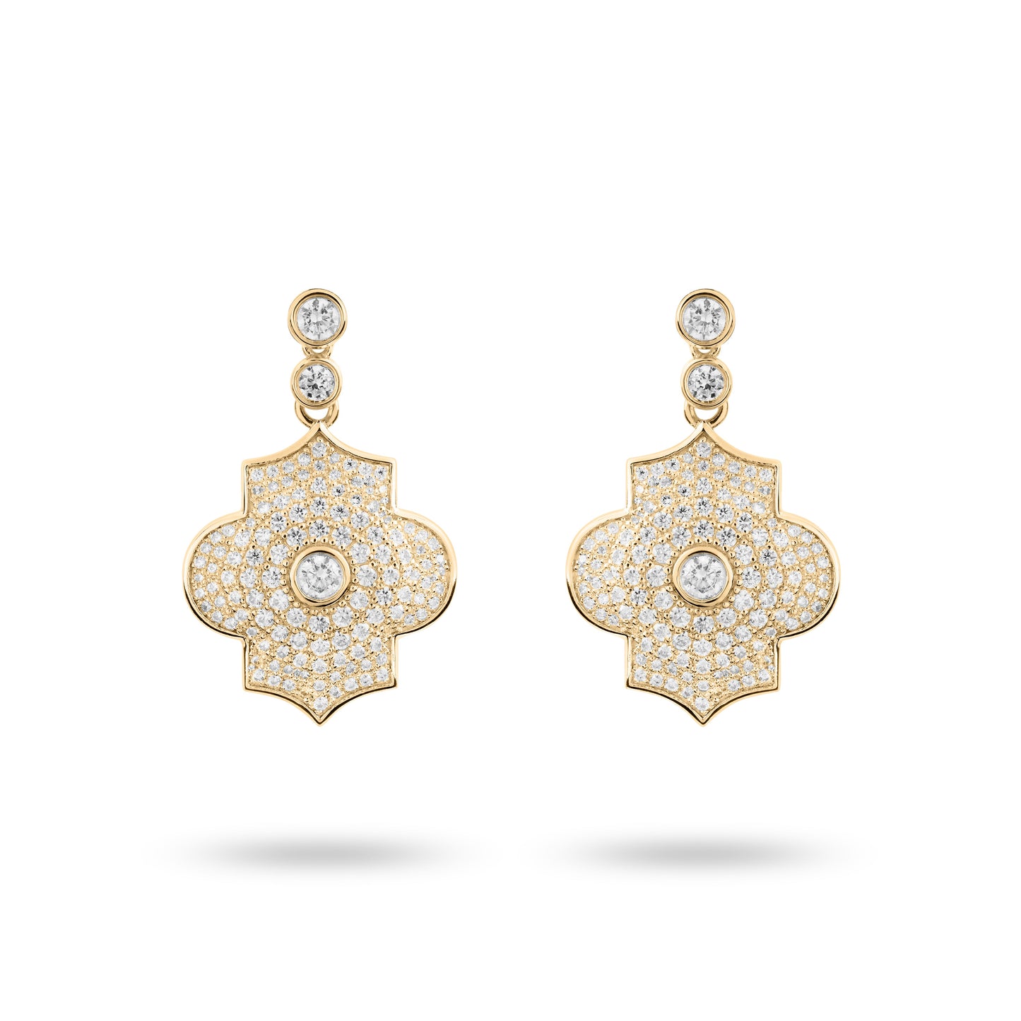 Regal Power- Yellow gold pave earrings - Ksenia Mirella Jewellery 