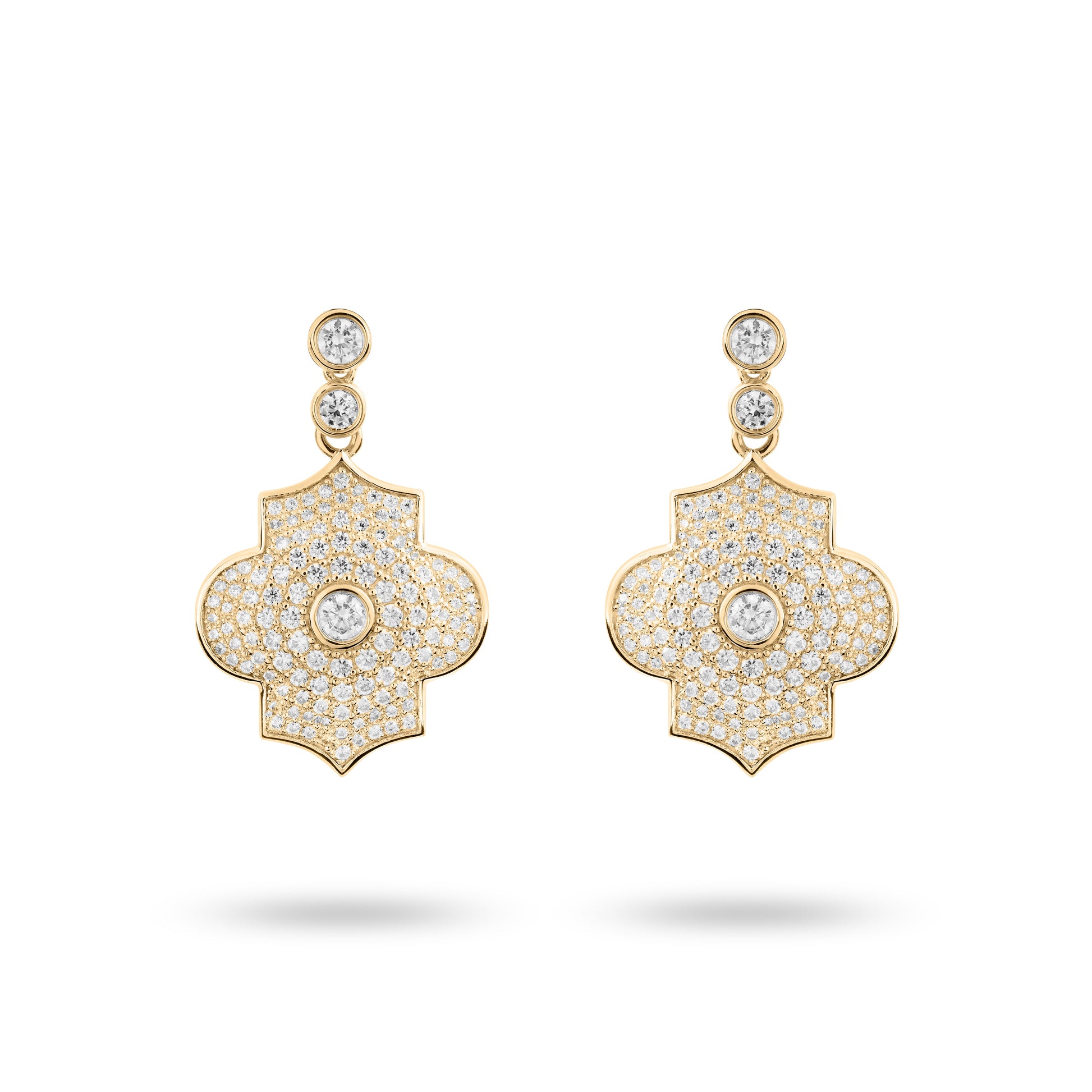 Regal Power- Yellow gold pave earrings - Ksenia Mirella Jewellery 