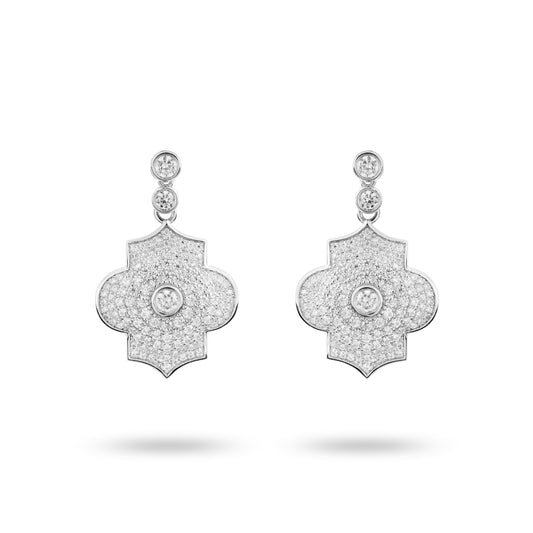 Regal Power- White gold pave earrings - Ksenia Mirella Jewellery 