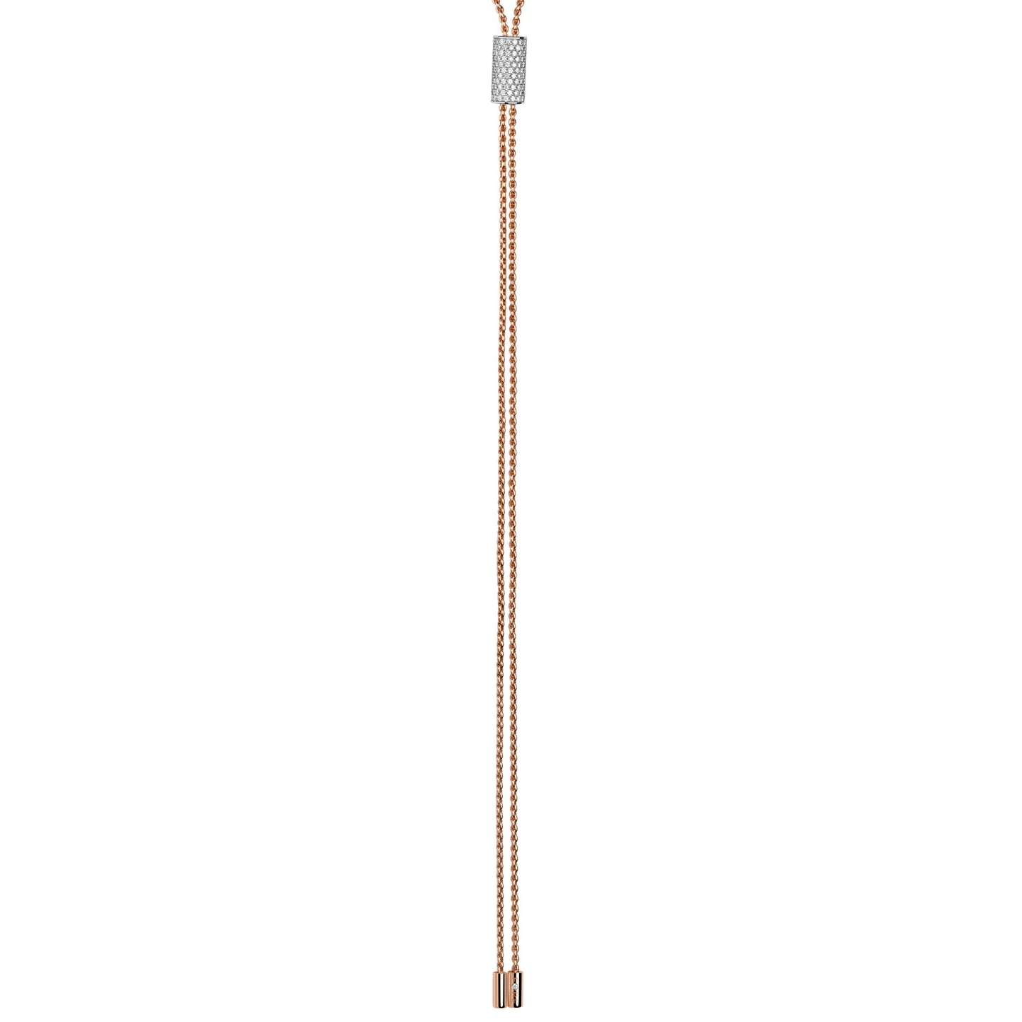 FOPE Aria 18ct rose Gold Long Pavé Lariat Necklace