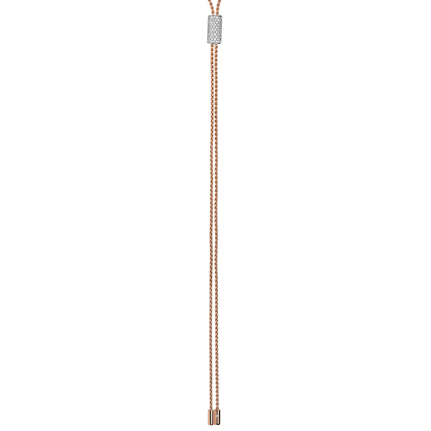 FOPE Aria 18ct rose Gold Long Pavé Lariat Necklace