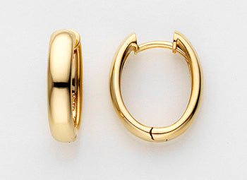 18kt Gold Oval Hoop Earrings – 1.5cm