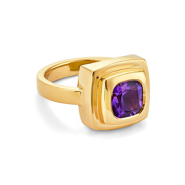 Jennifer House Chocolate Amethyst Ring three quarter view