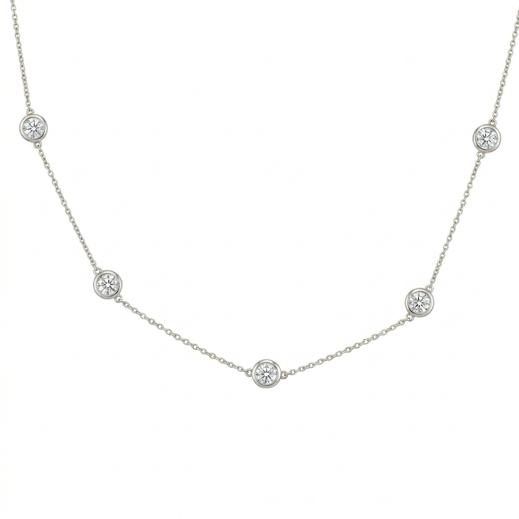 Five-Stone Solo Diamond Necklace | Yellow, White or Rose Gold