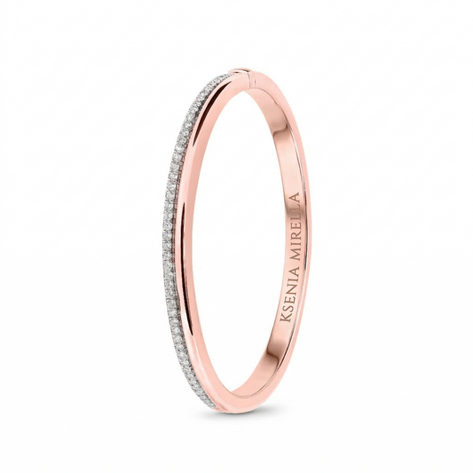 rose gold white diamond double band bangle on a white background 