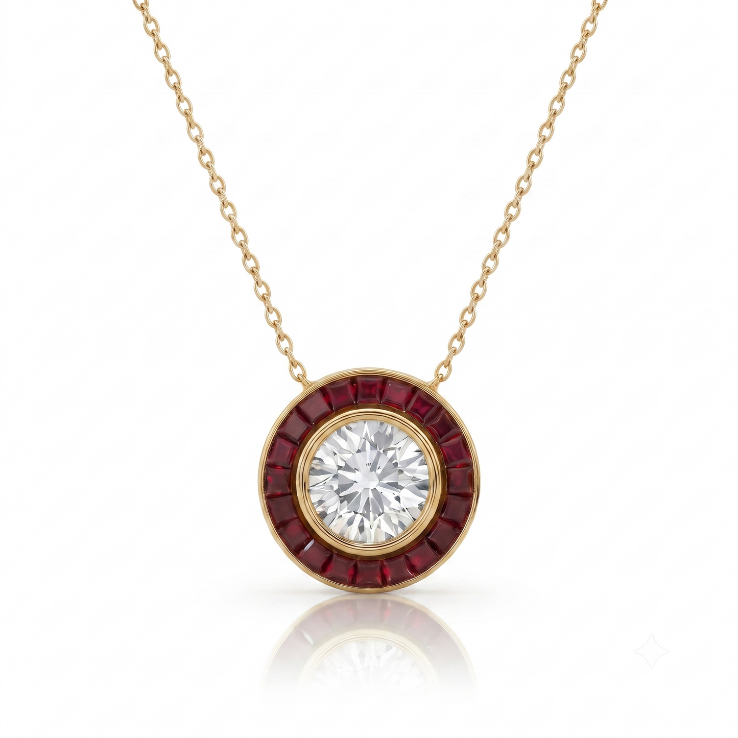 Art Deco Diamond Necklace | Ruby Halo