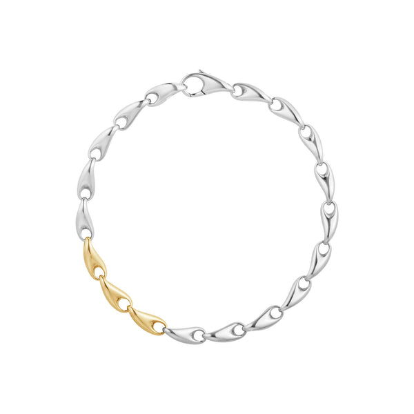 Georg Jensen Reflect Slim Chain Gold And Silver Bracelet