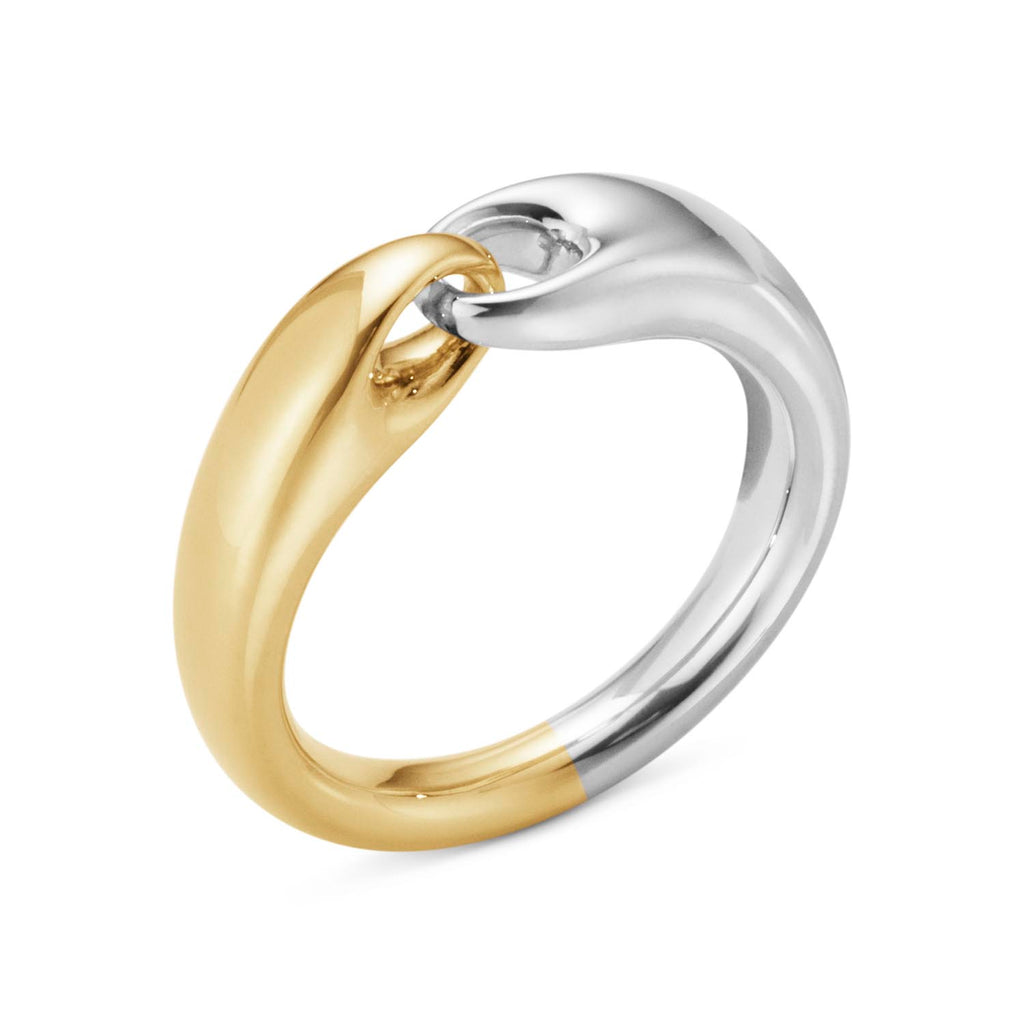 Georg Jensen Silver And Gold Small Link Reflect Ring