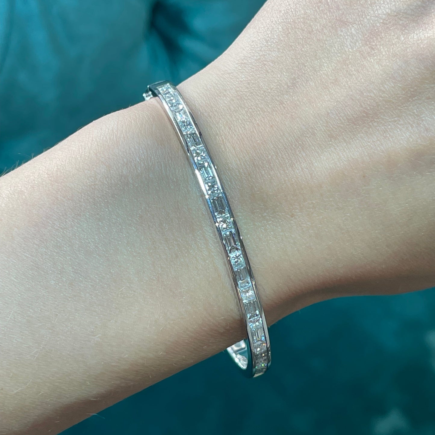Platinum Diamond Bangle — Medium