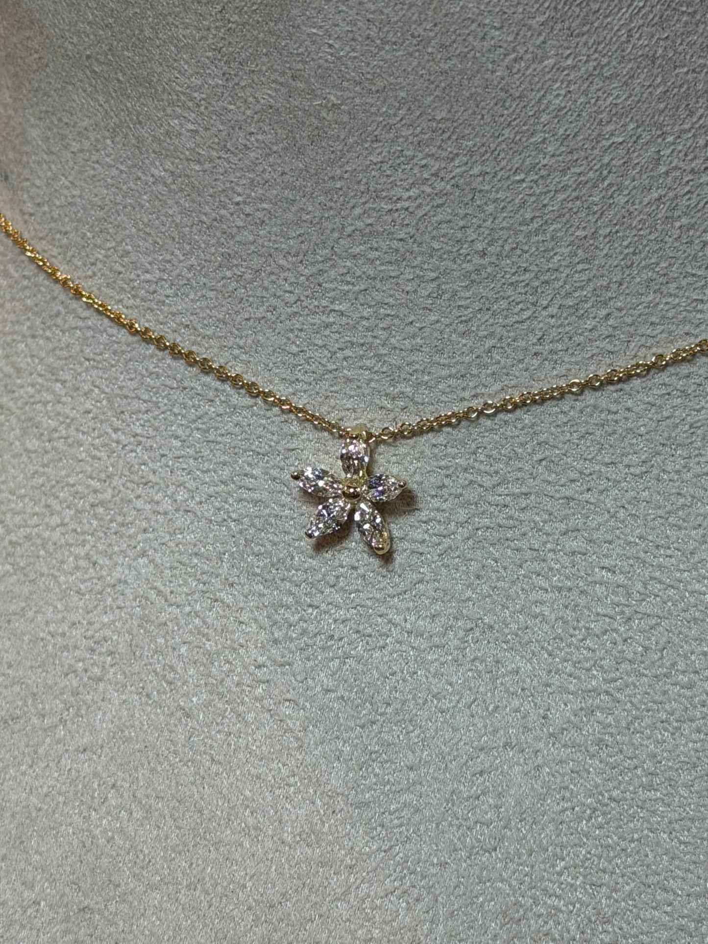Marquise Diamond Flower Pendant