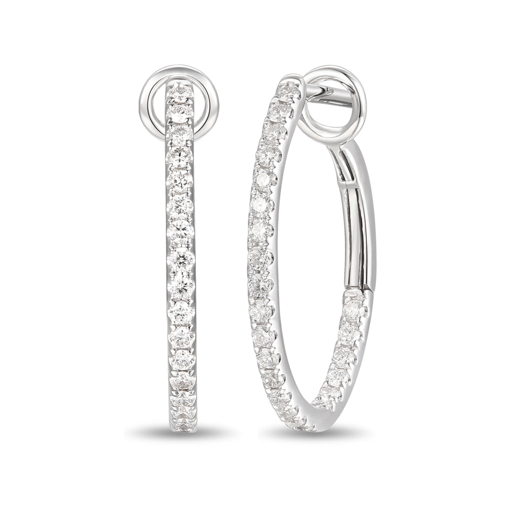 18ct White or Yellow Gold Medium Diamond Hoop Earrings
