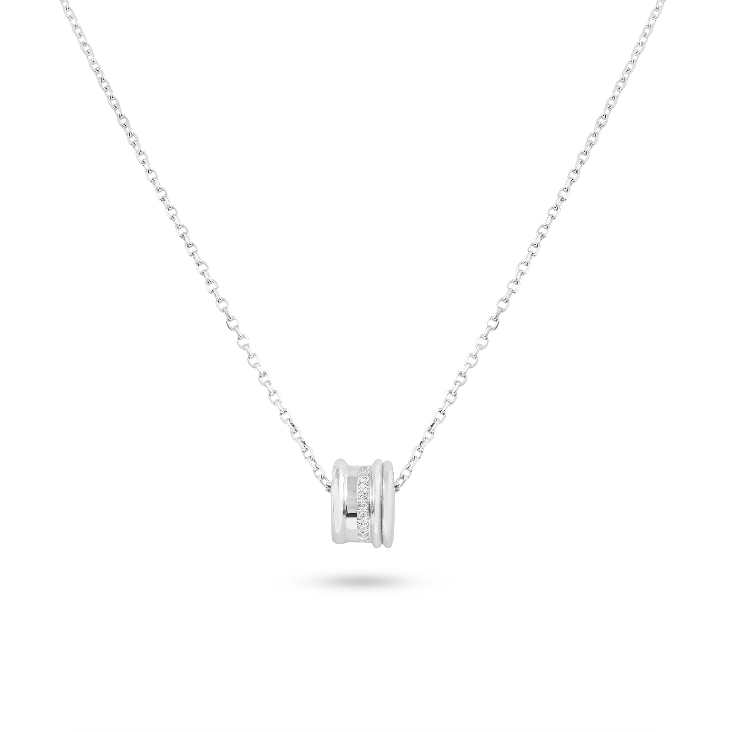 White gold necklace with diamond a small pendant on a white background