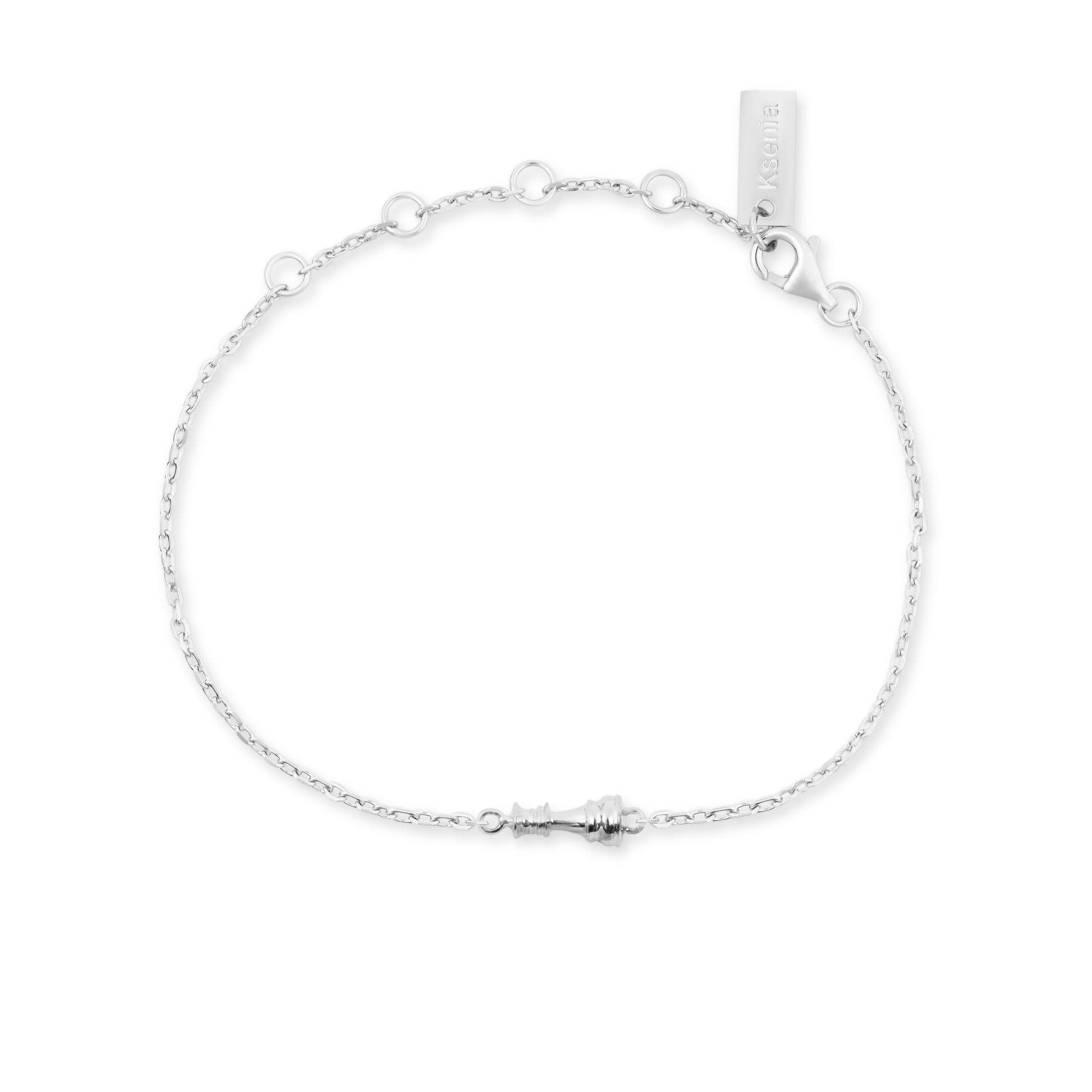 Ksenia Mirella Jewellery Queen Collection white gold chain bracelet on a white background 