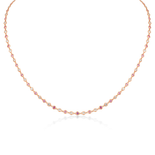 Yoga Collection- Rose Gold White Diamond & Pink Sapphire Necklace