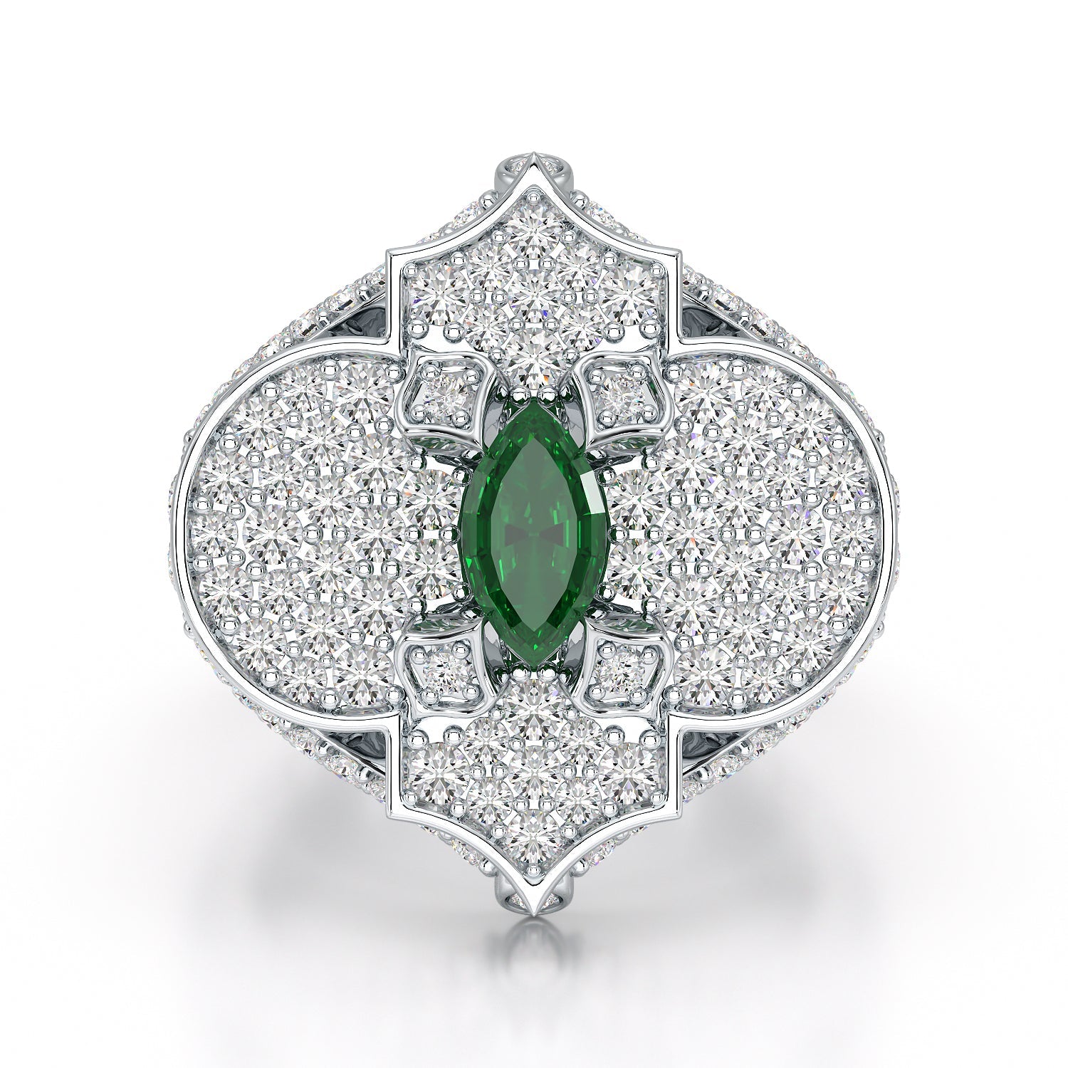 Regal-White Gold Emerald Ring - Ksenia Mirella Jewellery 