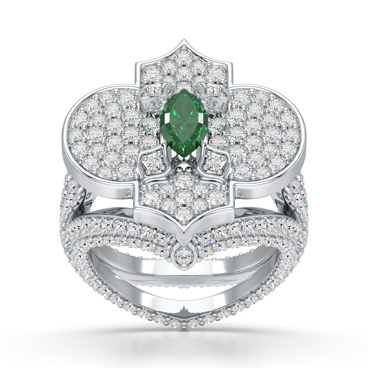 Regal-White Gold Emerald Ring - Ksenia Mirella Jewellery 