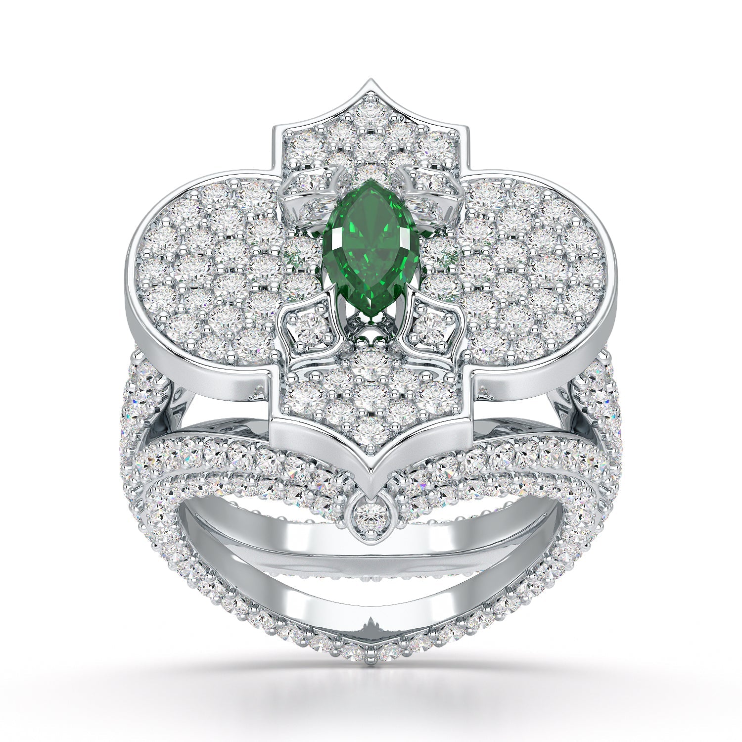 Regal-White Gold Emerald Ring - Ksenia Mirella Jewellery 