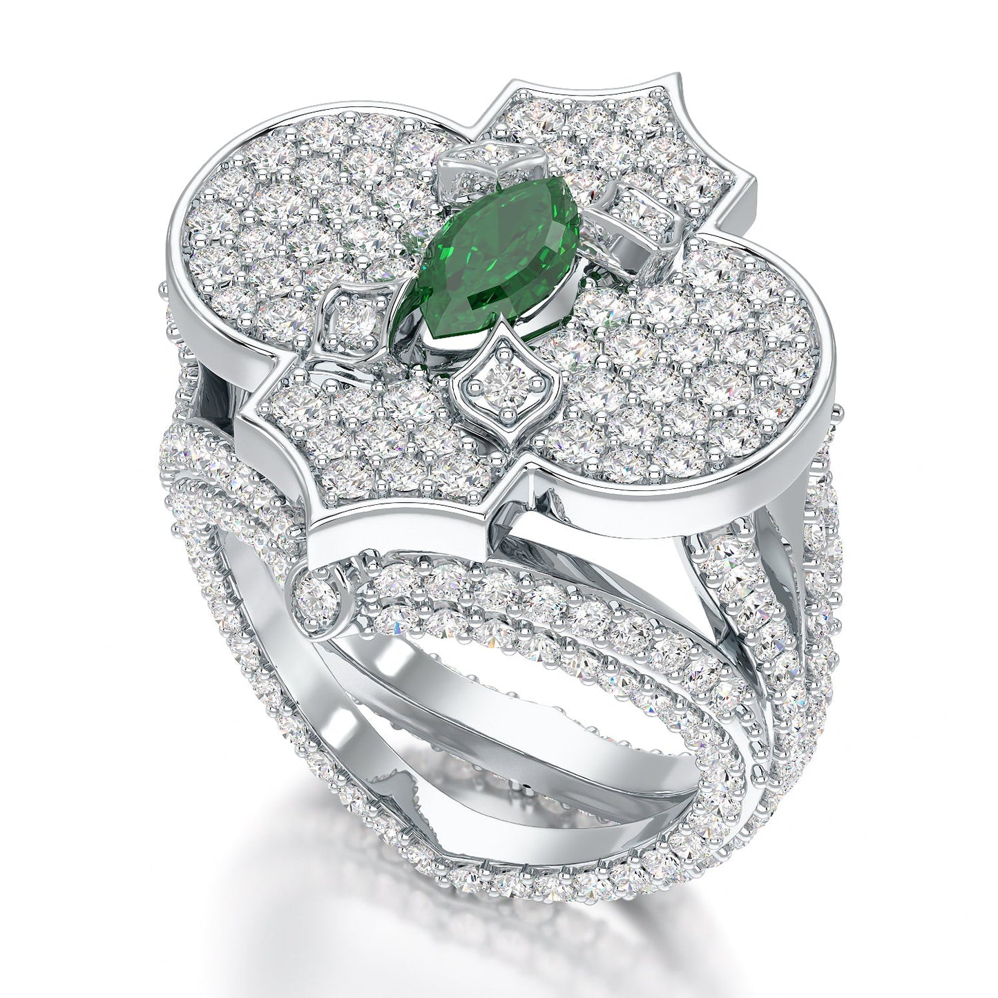 Regal-White Gold Emerald Ring - Ksenia Mirella Jewellery 