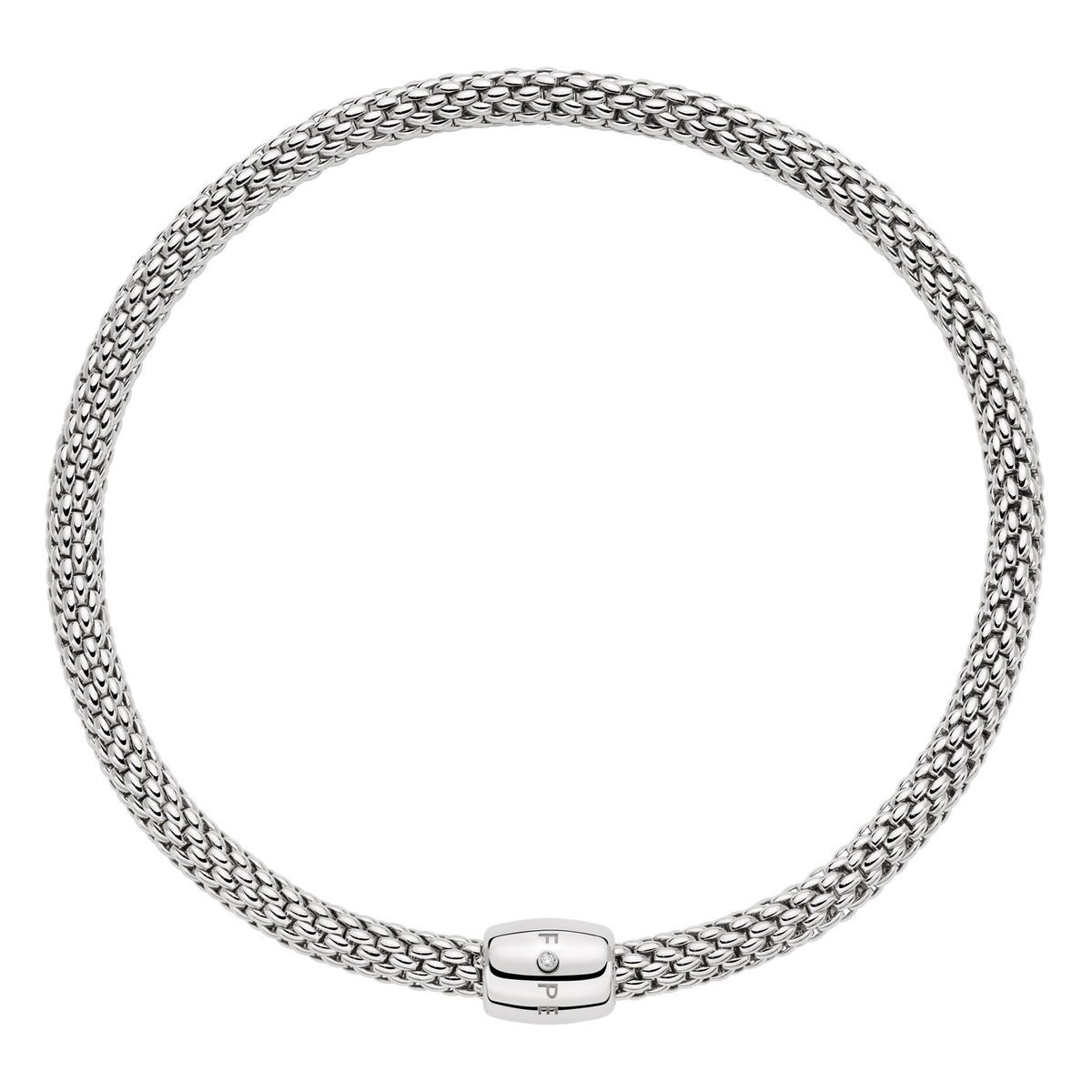 FOPE Love Nest White Gold Flex'it Necklace with Diamond Rondel