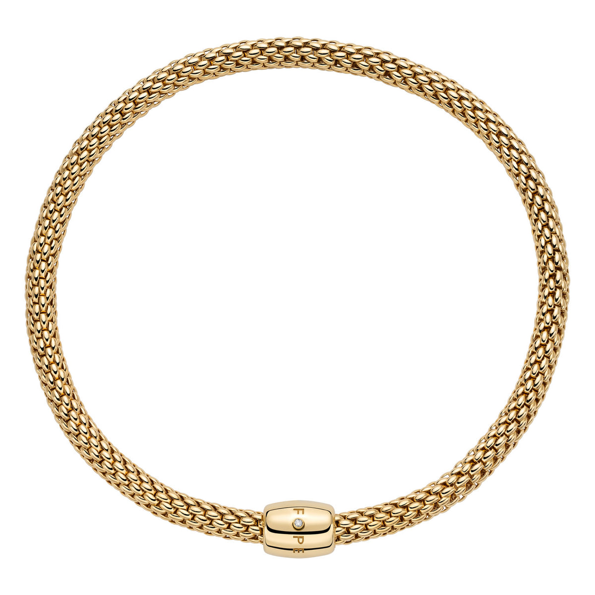 FOPE Love Nest White Gold Flex'it Necklace with Diamond Rondel