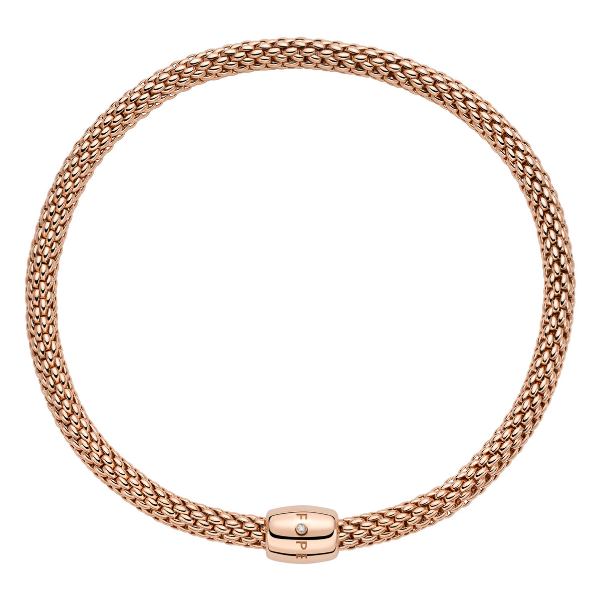 FOPE Love Nest White Gold Flex'it Necklace with Diamond Rondel