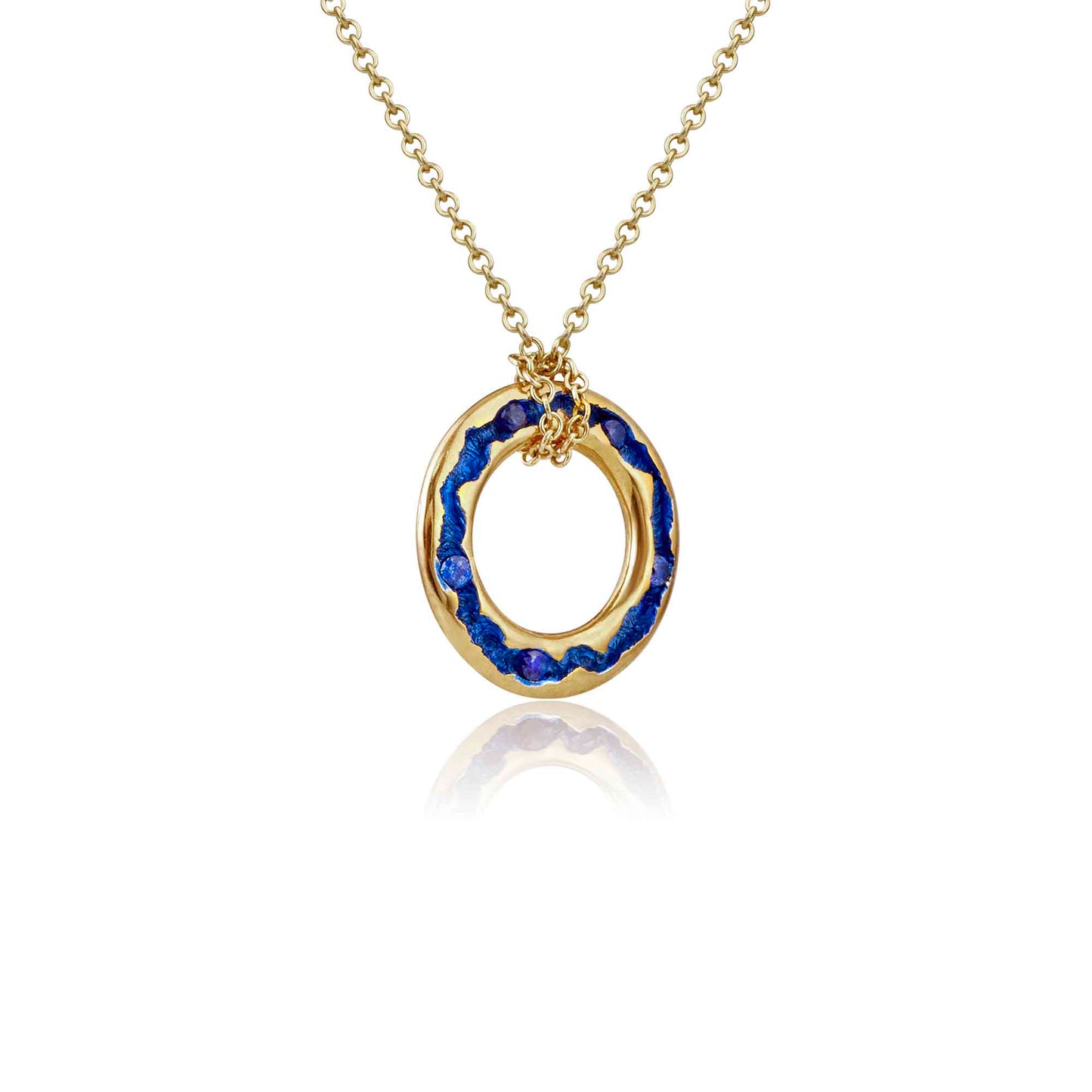 Rock Pool Electric Blue Sapphire Pendant Link side profile