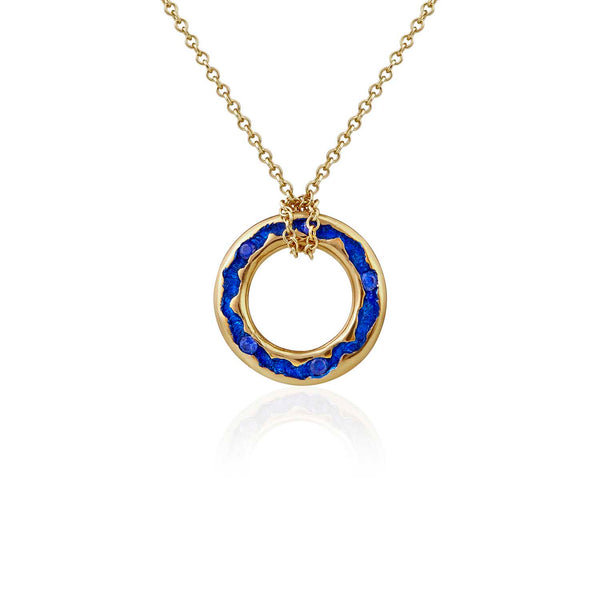 Rock Pool Electric Blue Sapphire Pendant Link face on