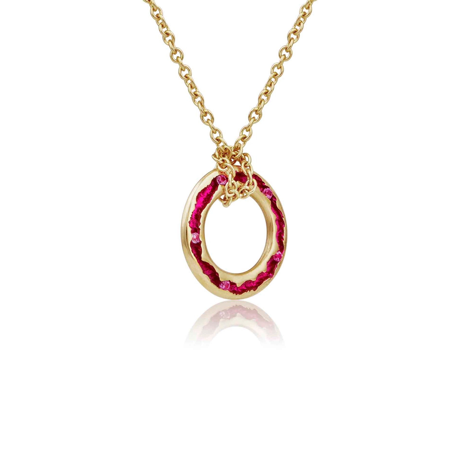 Rock Pool Fuchsia Pink Sapphire Pendant Link Side View