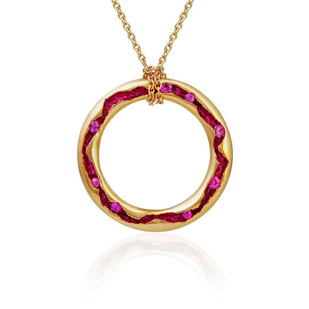 Rock Pool Large Fuchsia Pink Pendant Link face on