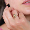 Jennifer House 18ct Gold Spiral Rainbow Ring on a model