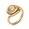 Jennifer House 18ct Gold Spiral Rainbow Ring three quarter view