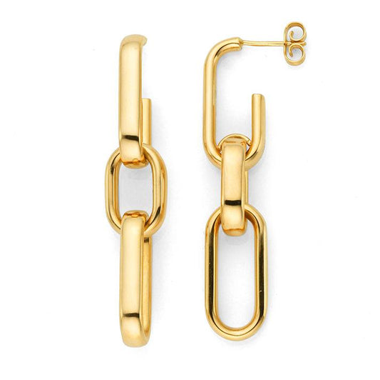 18ct Yellow Gold Three-Link Chain Drop Earrings
