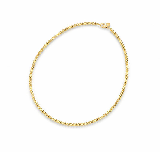 18ct Yellow Gold Beaded Choker Necklace – 4mm Beads, 45cm