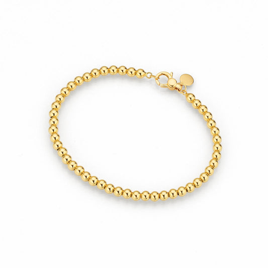 18ct Yellow Gold Beaded Bracelet – 4mm Beads, 19cm