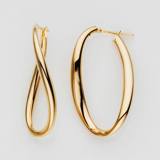 18ct Yellow Gold Twisted Hoop Earrings – Polished Finish