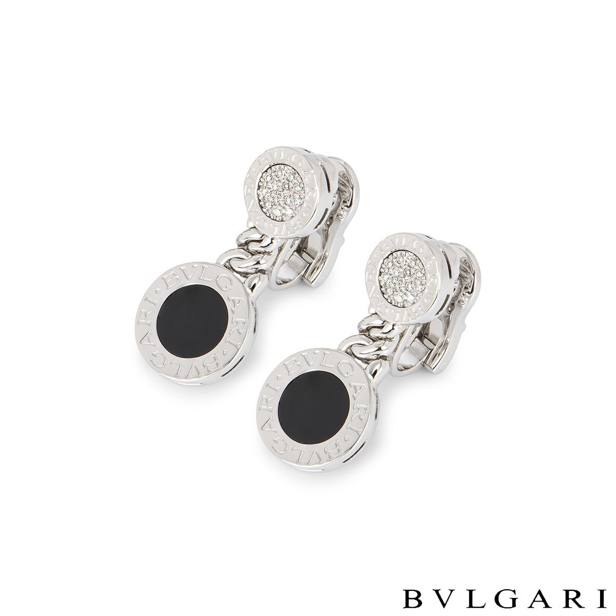 BVLGARI BVLGARI Diamond & Onyx Drop Earrings | White Gold