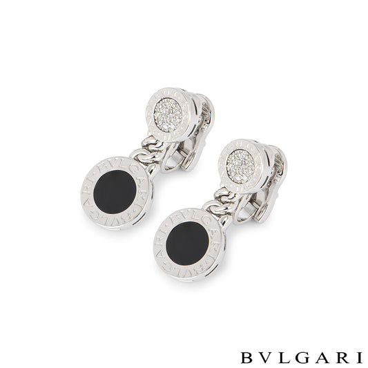 BVLGARI BVLGARI Diamond & Onyx Drop Earrings | White Gold