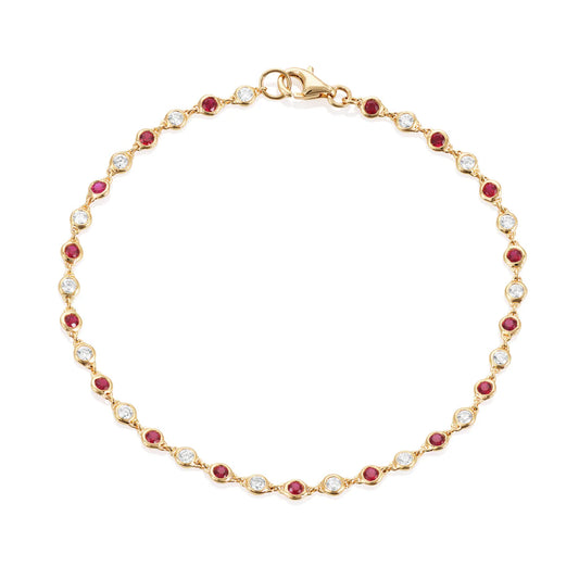 18ct Yellow Gold Ruby & Diamond Bracelet