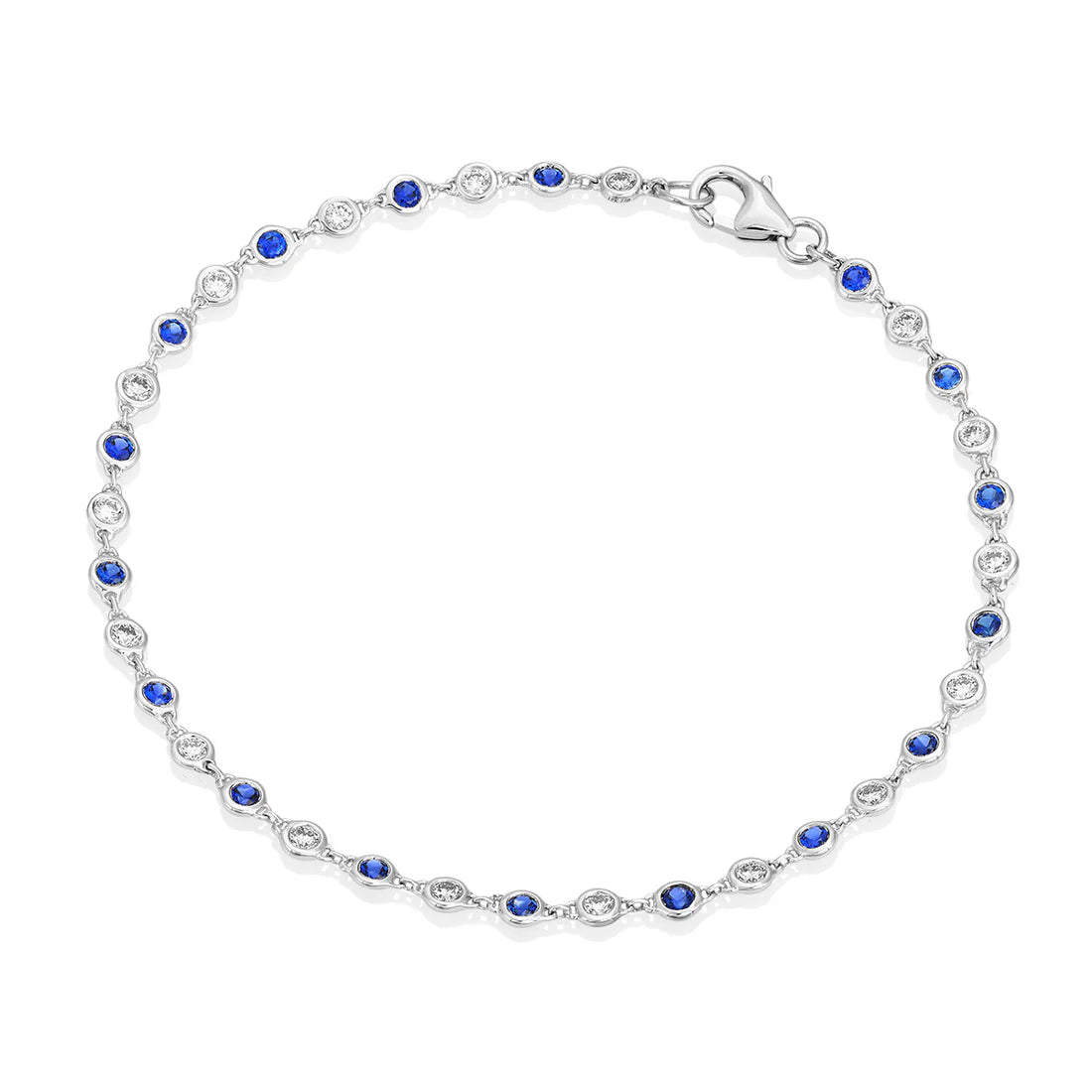 White Gold  Blue Sapphire & Diamond Bracelet