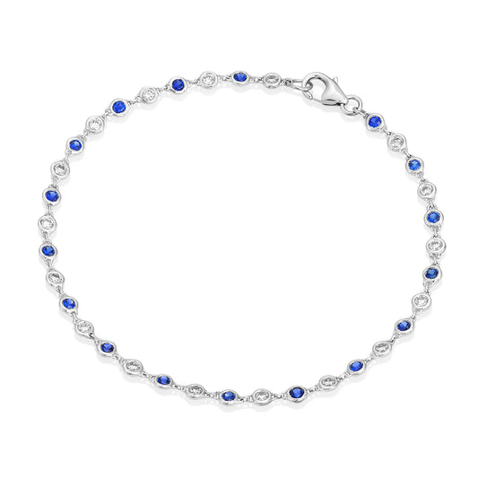White Gold  Blue Sapphire & Diamond Bracelet