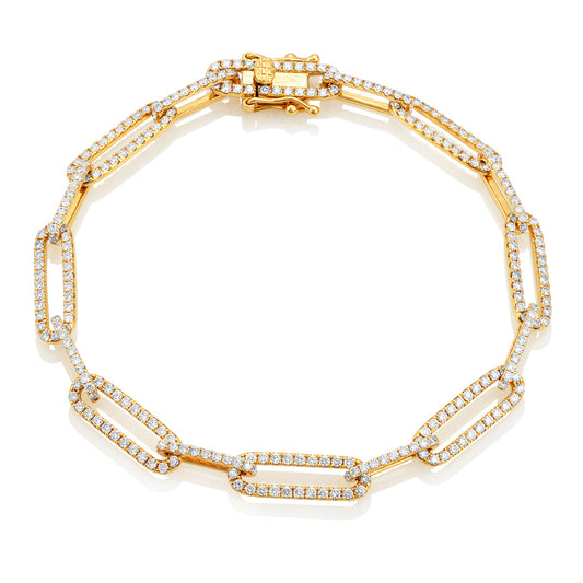 18ct Yellow or White Gold Chain-Link Diamond Bracelet
