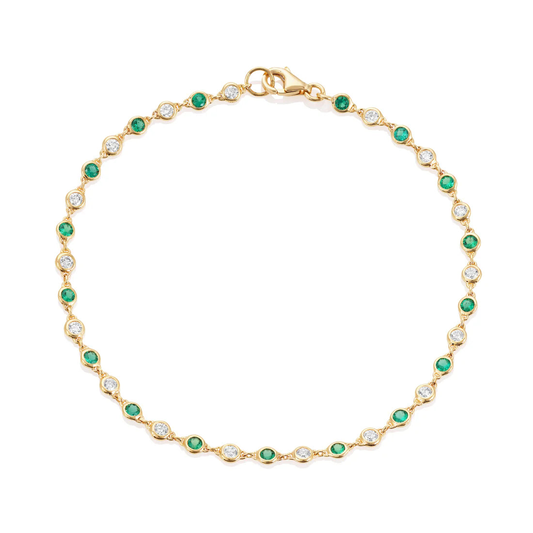 18ct Yellow Gold Emerald & Diamond Bracelet
