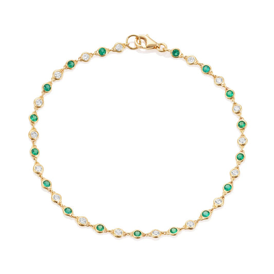 18ct Yellow Gold Emerald & Diamond Bracelet