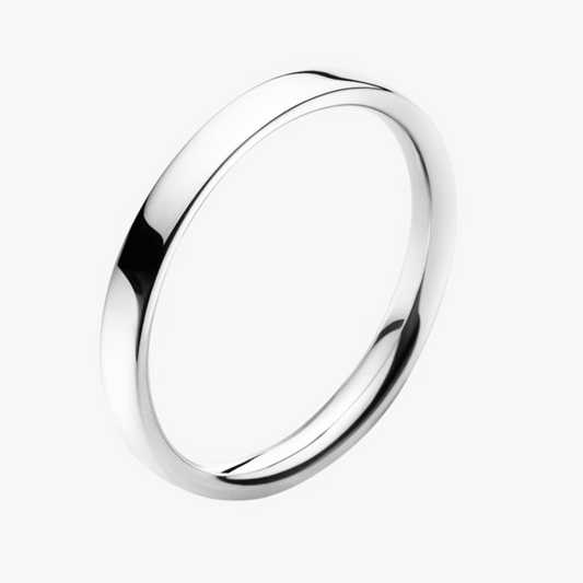 White gold ring on a white background
