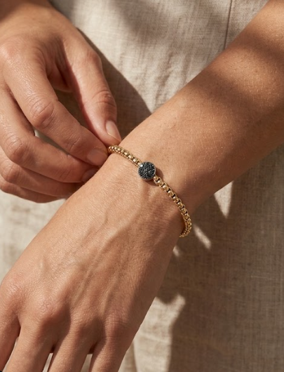 FOPE Eka Tiny Flex'it Bracelet with Black Pavé Diamond Disc
