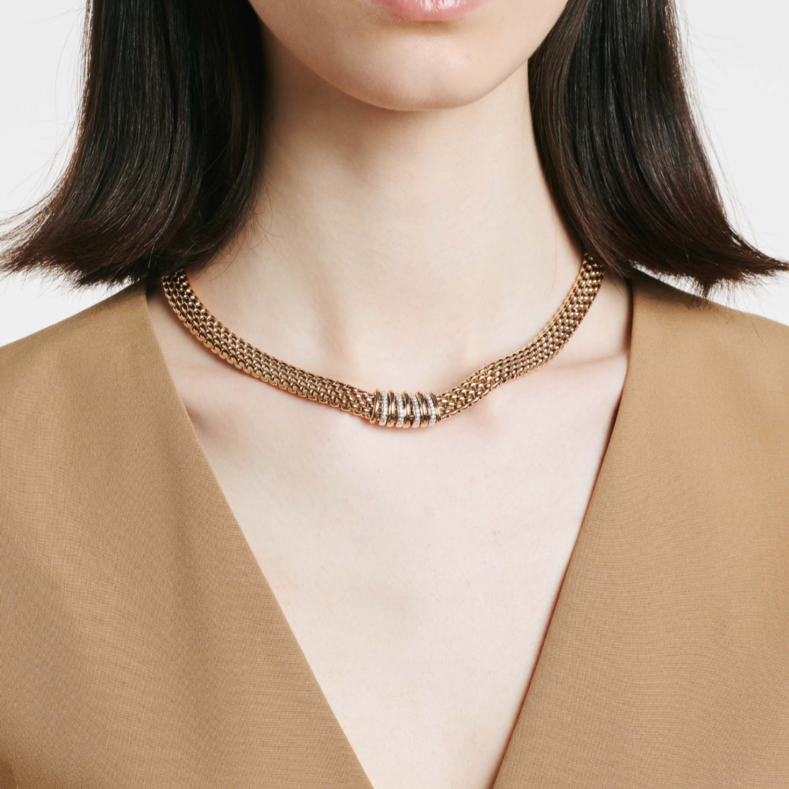 Fope Panorama Large statement collier necklace in rose gold with diamond accent 