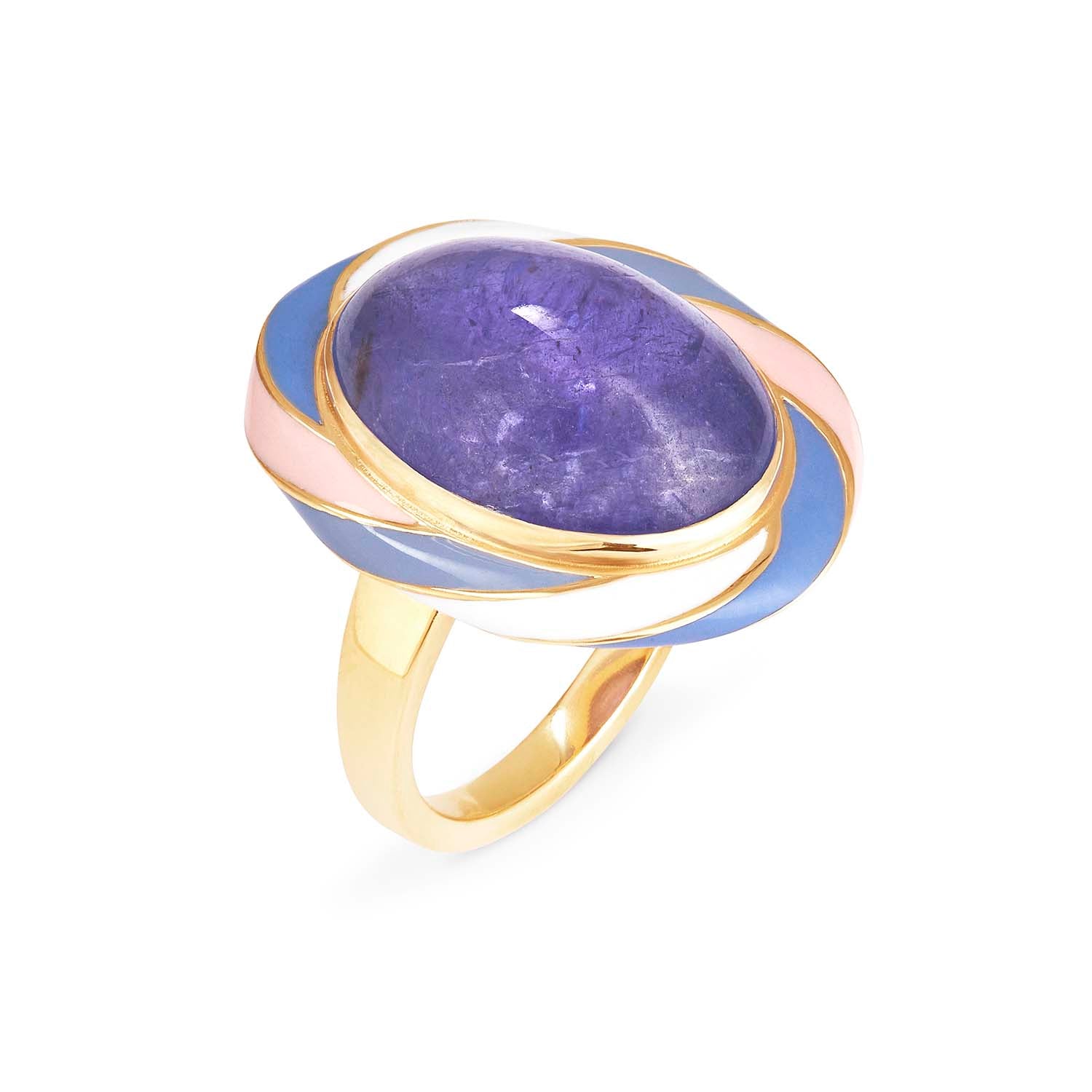 Jennifer House Rock Candy Parma Violet Ring three quarter view